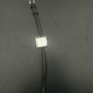 Coach Silver Square Face Watch with Black Leather Strap